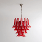 Aurora Chandelier Crimson Murano Glass Petals Layered Vintage