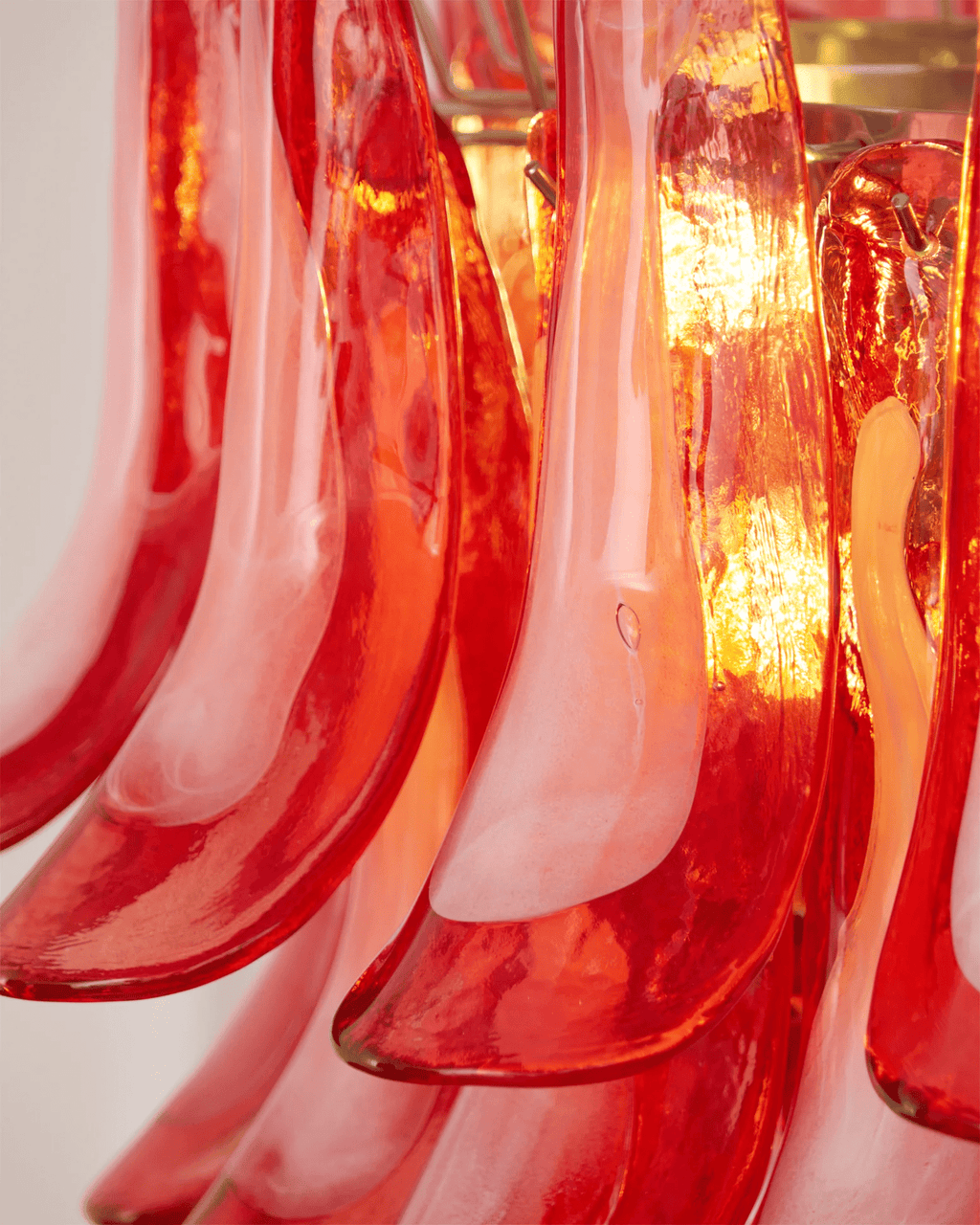 Aurora Chandelier Crimson Murano Glass Petals Layered Vintage