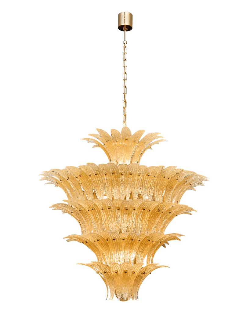 Aurora Chandelier Murano Glass Palmette Leaf Tiered