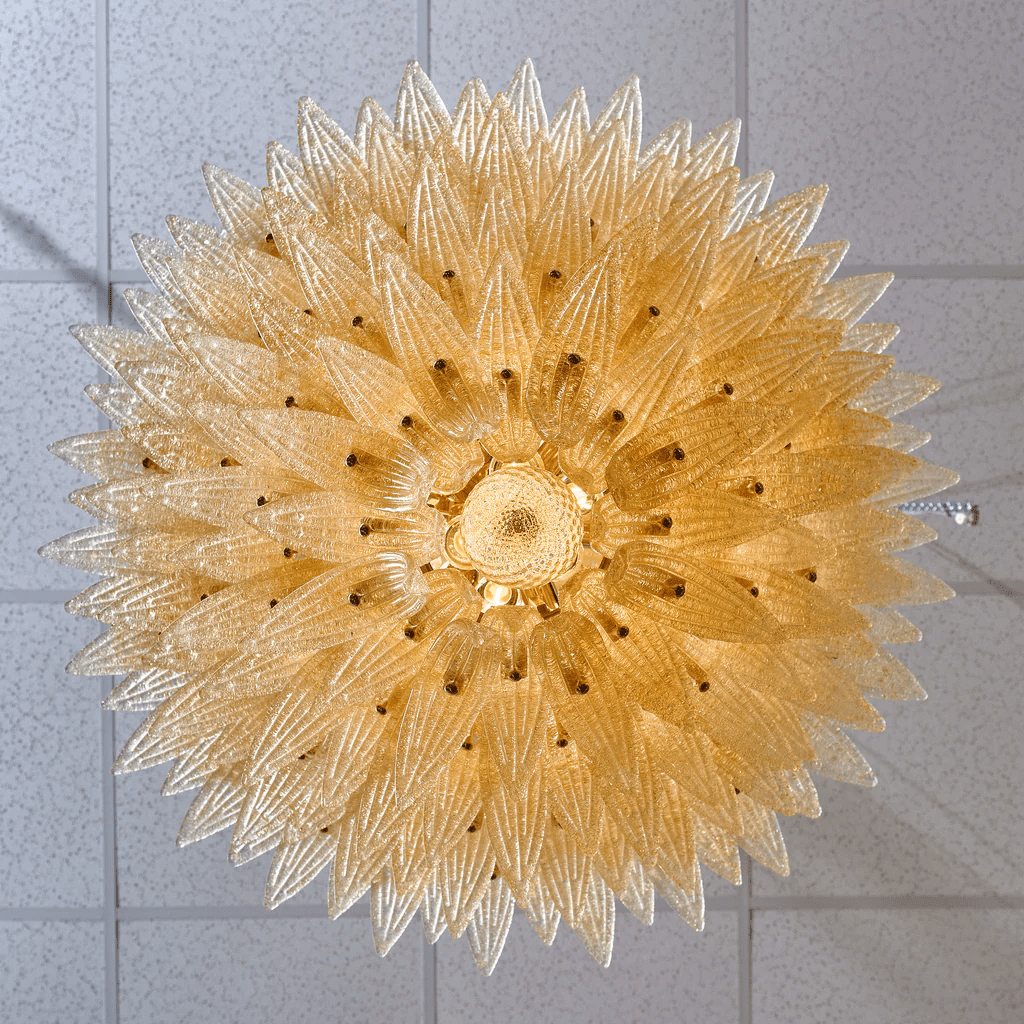 Aurora Chandelier Murano Glass Palmette Leaf Tiered