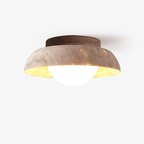 Ashaionis Disc-Dome Travertine Ceiling Light