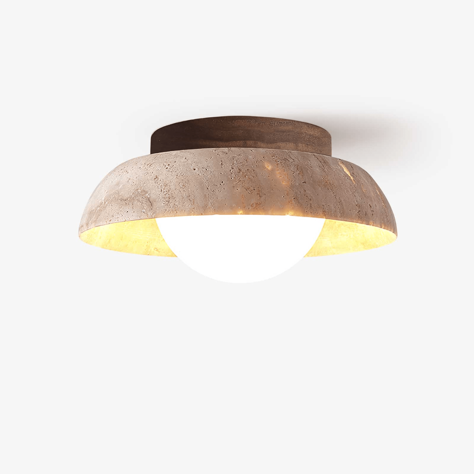 Ashaionis Disc-Dome Travertine Ceiling Light
