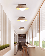 Ashaionis Disc-Dome Travertine Ceiling Light