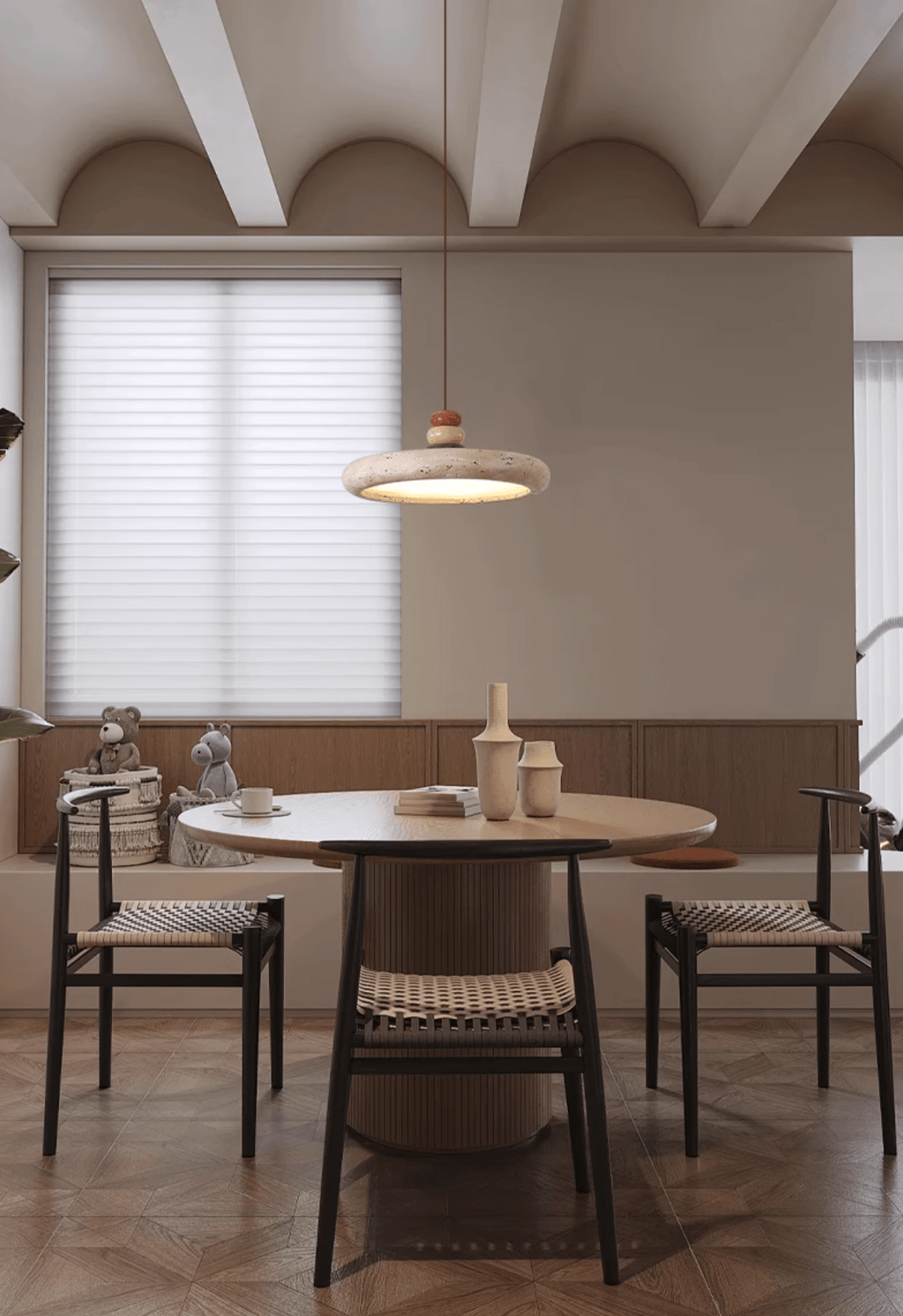Cuvarora Disc Travertine Pendant Light