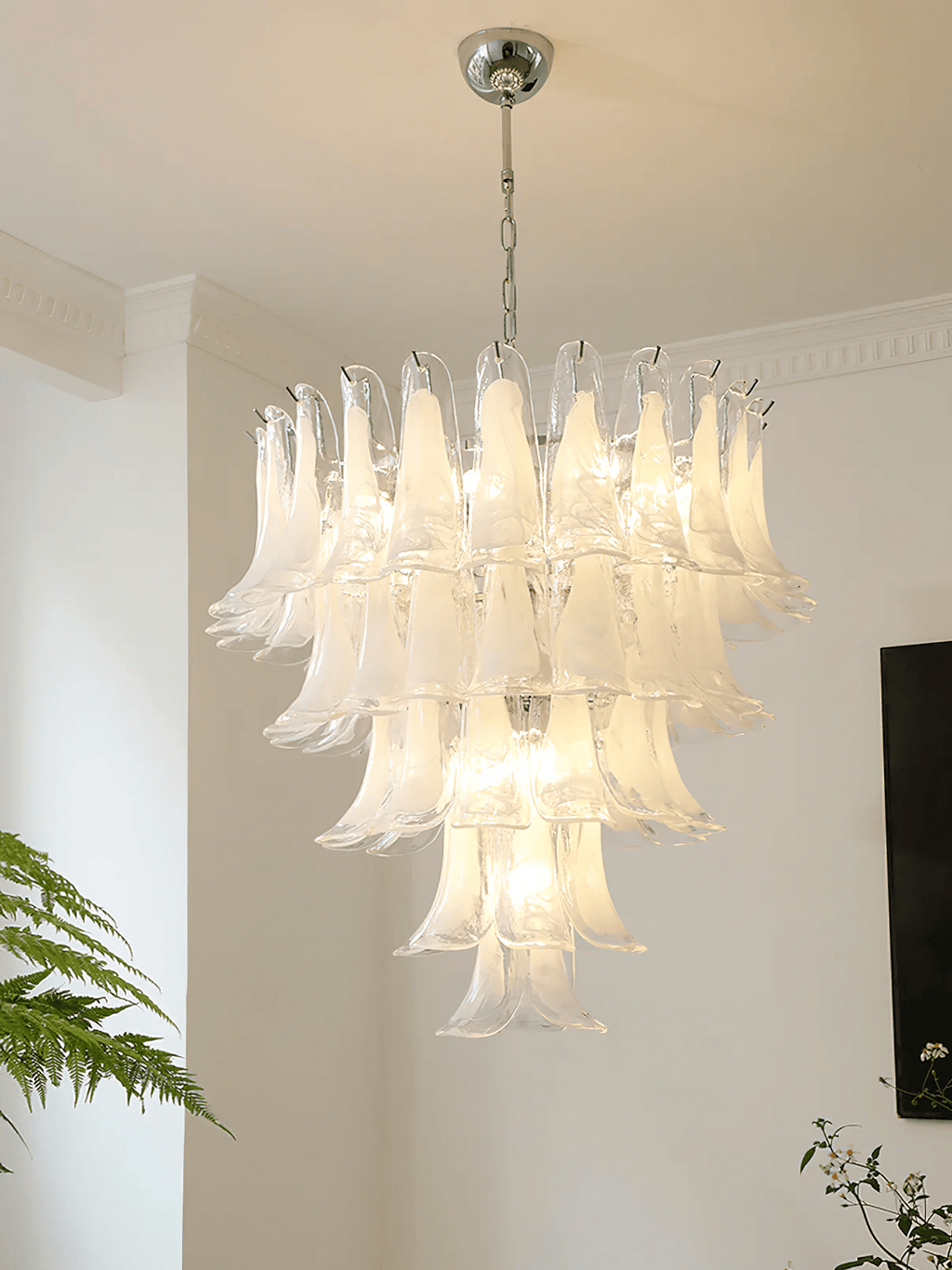 Aurora Chandelier Murano Glass Leaf Golden