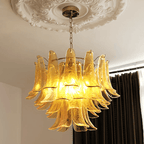 Aurora Chandelier Murano Glass Leaf Golden