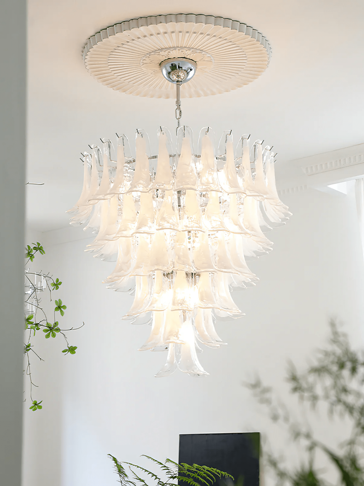 Aurora Chandelier Murano Glass Petals Vintage