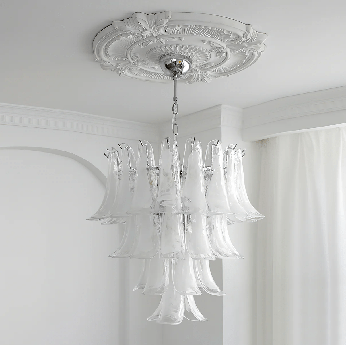 Aurora Chandelier Murano Glass Petals Vintage