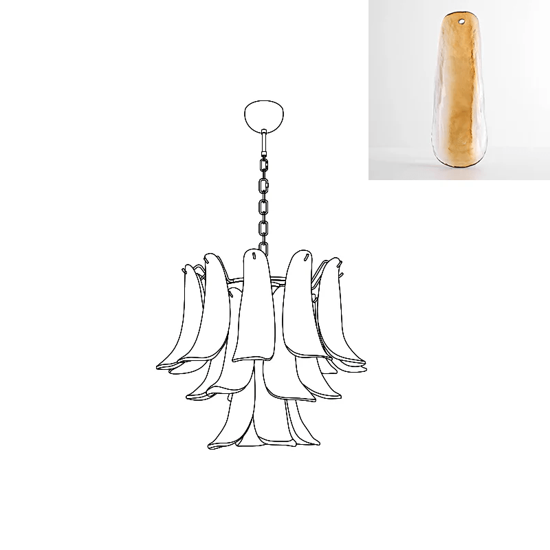 Aurora Chandelier Murano Glass Petals Vintage