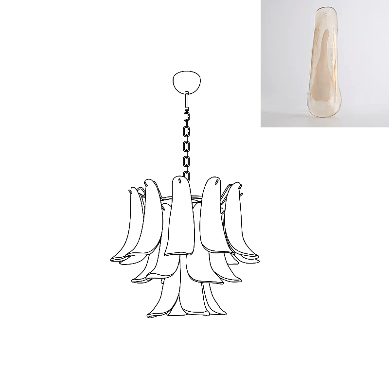 Aurora Chandelier Murano Glass Petals Vintage