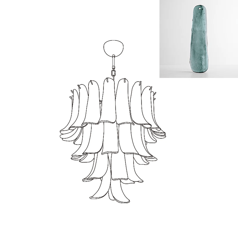 Aurora Chandelier Murano Glass Petals Vintage
