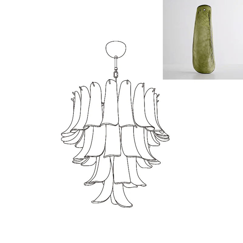Aurora Chandelier Murano Glass Petals Vintage
