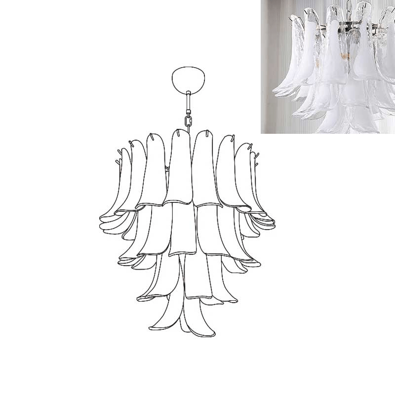 Aurora Chandelier Murano Glass Petals Vintage