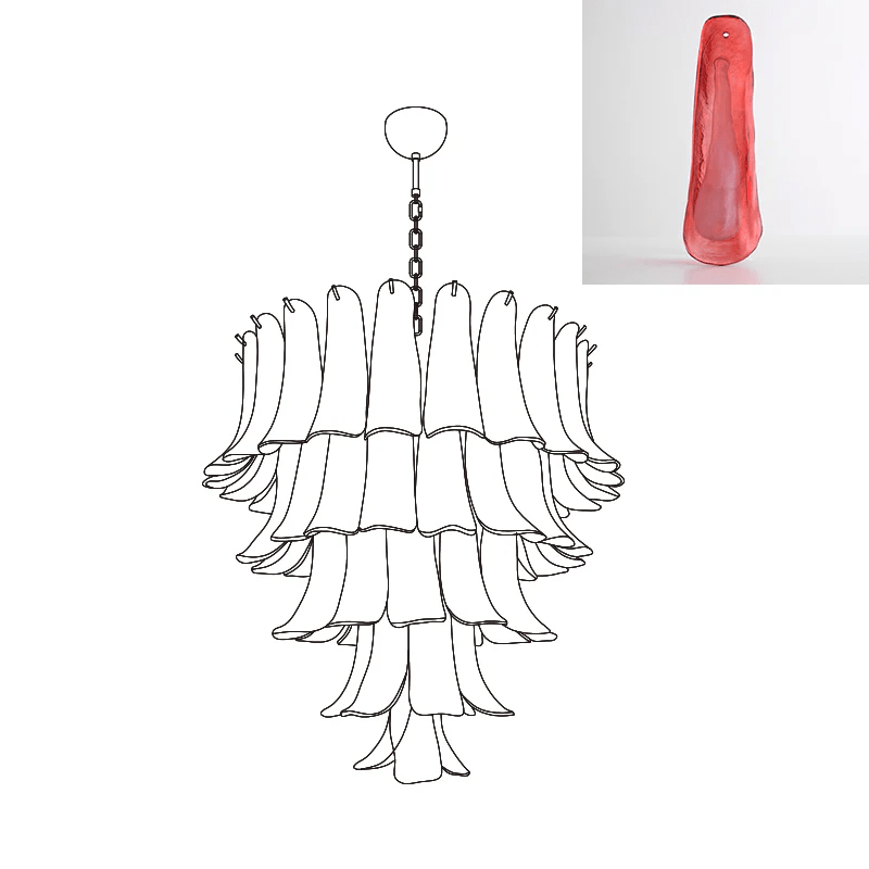 Aurora Chandelier Murano Glass Petals Vintage