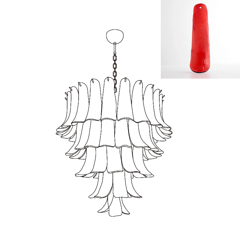 Aurora Chandelier Murano Glass Petals Vintage