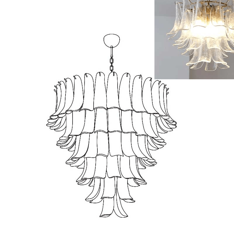 Aurora Chandelier Murano Glass Petals Vintage