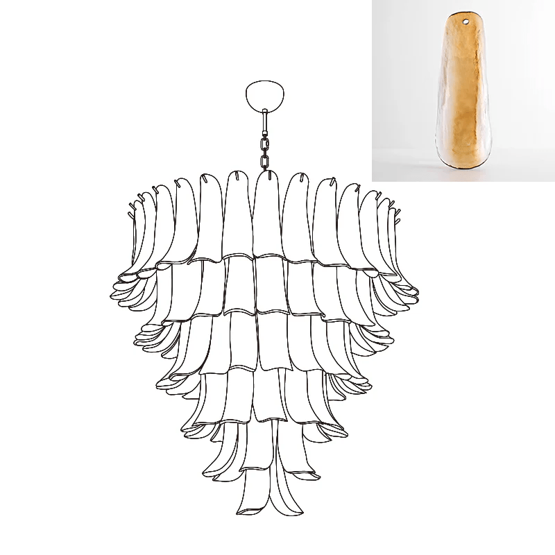 Aurora Chandelier Murano Glass Petals Vintage
