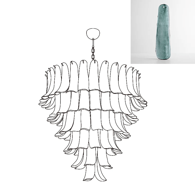 Aurora Chandelier Murano Glass Petals Vintage