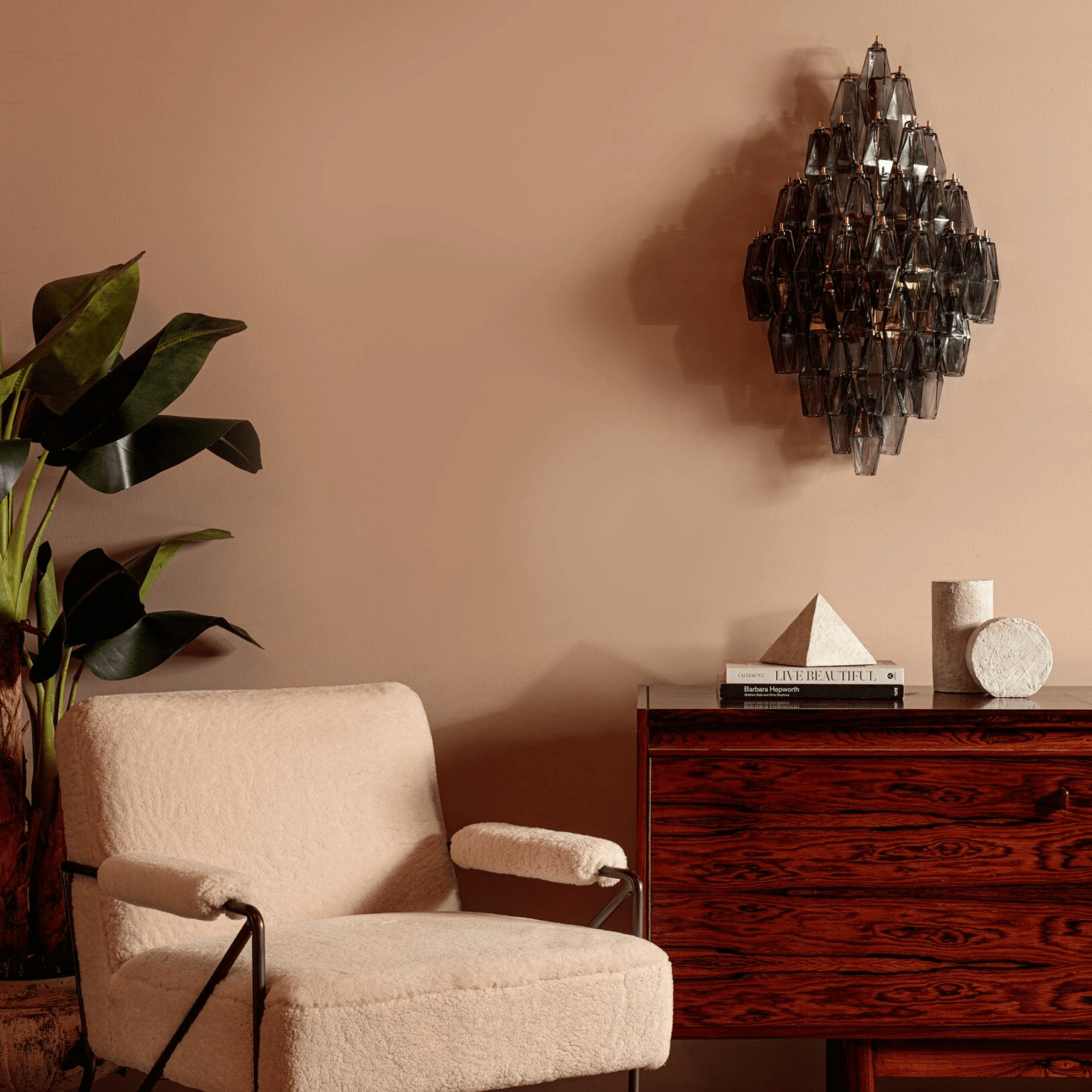 Aurora Wall Light Amber Diamond Polyhedron Vintage