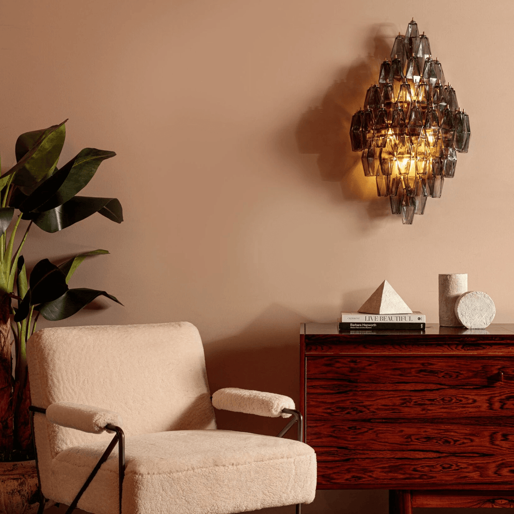 Aurora Wall Light Amber Diamond Polyhedron Vintage