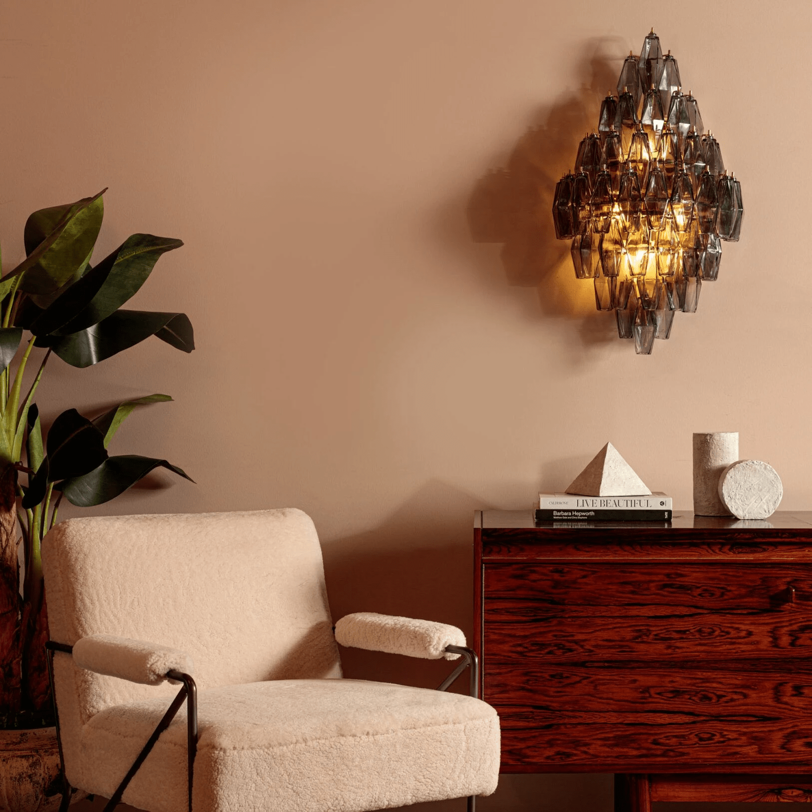 Aurora Wall Light Amber Diamond Polyhedron Vintage