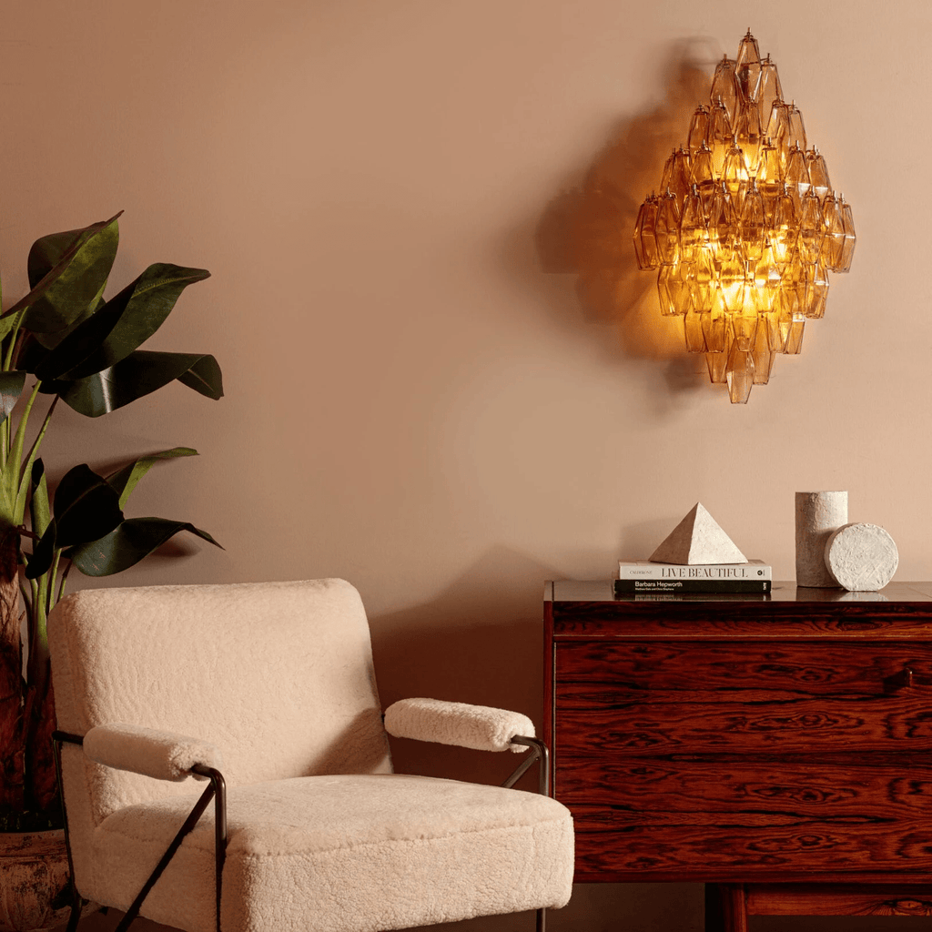 Aurora Wall Light Amber Diamond Polyhedron Vintage