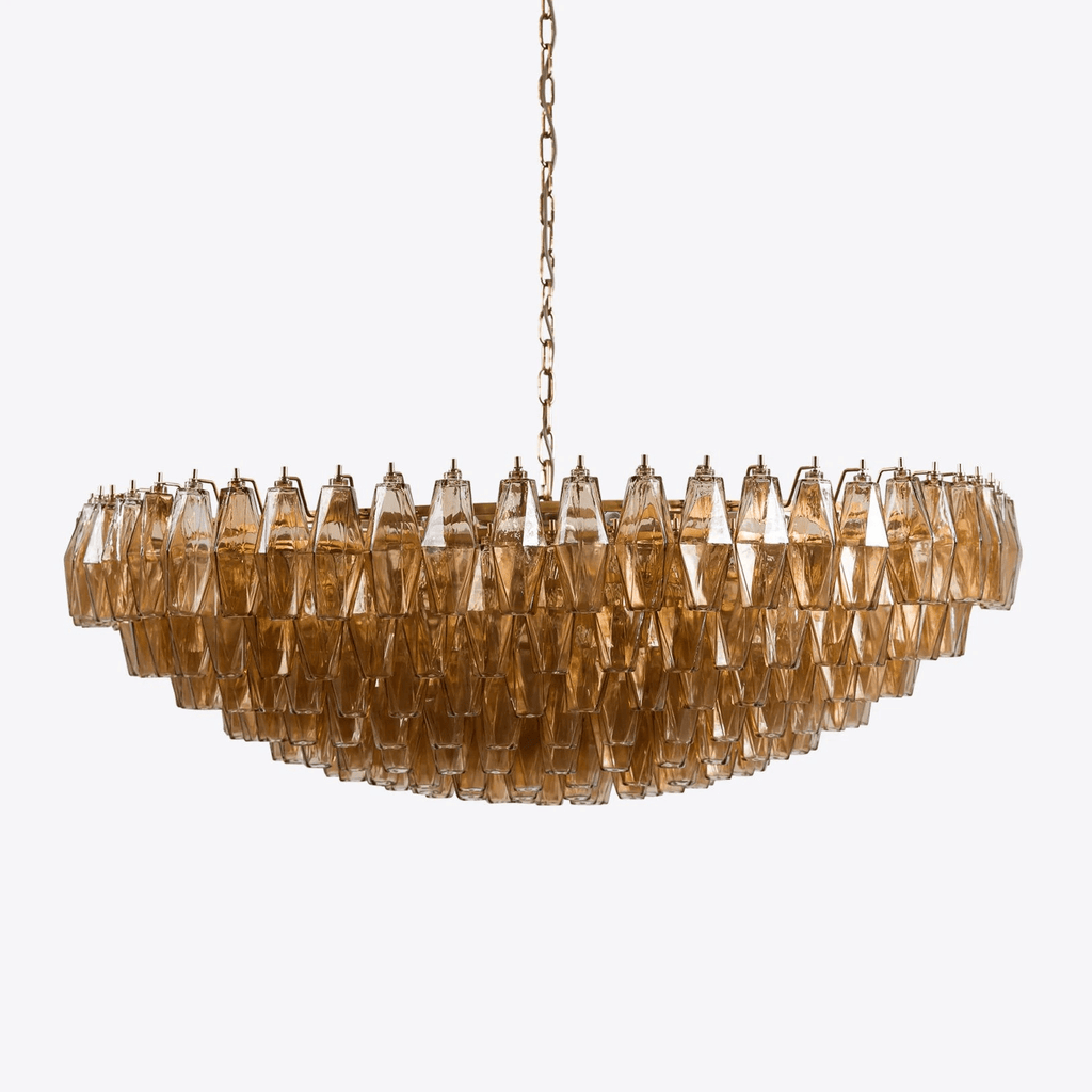 Aurora Chandelier Tiered Amber Glass Vintage