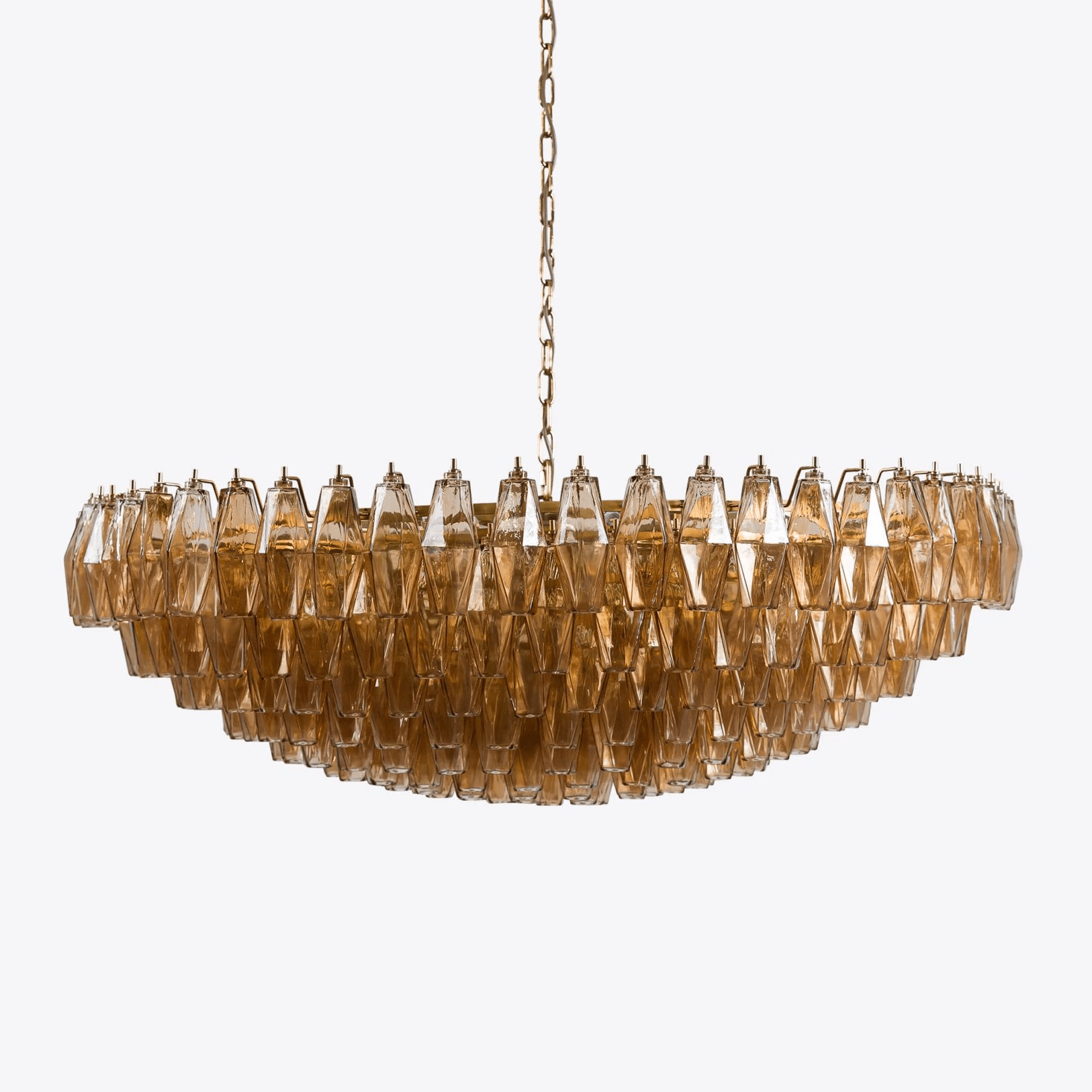 Aurora Chandelier Tiered Amber Glass Vintage