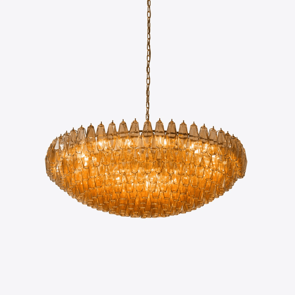 Aurora Chandelier Tiered Amber Glass Vintage