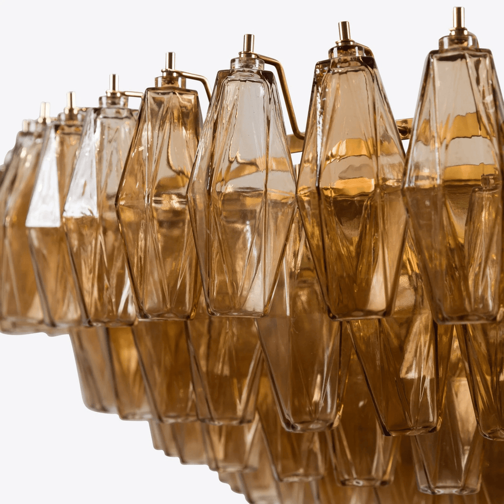 Aurora Chandelier Tiered Amber Glass Vintage