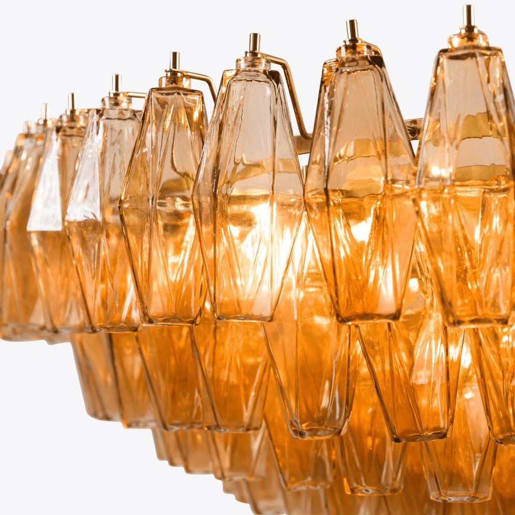 Aurora Chandelier Tiered Amber Glass Vintage