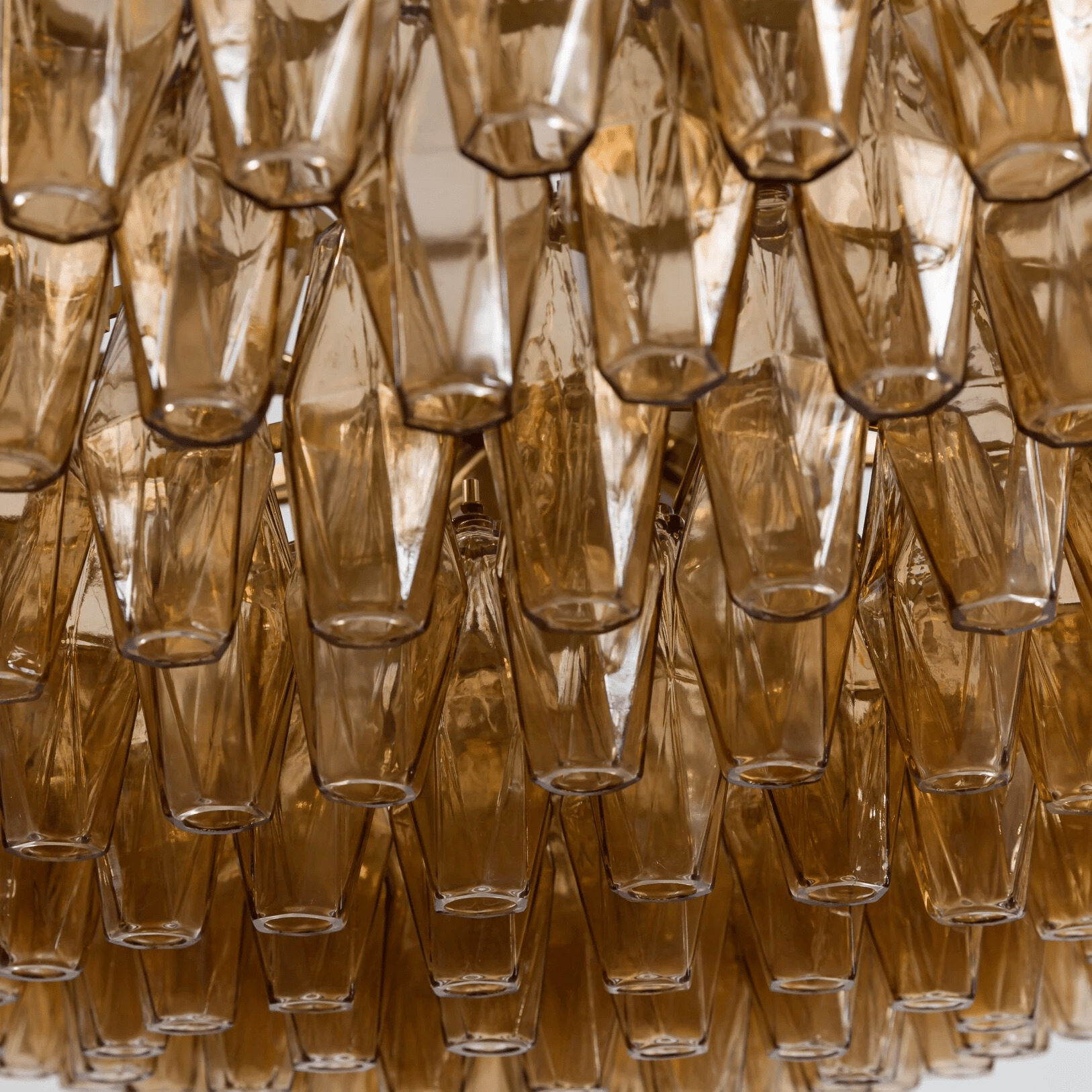 Aurora Chandelier Tiered Amber Glass Vintage