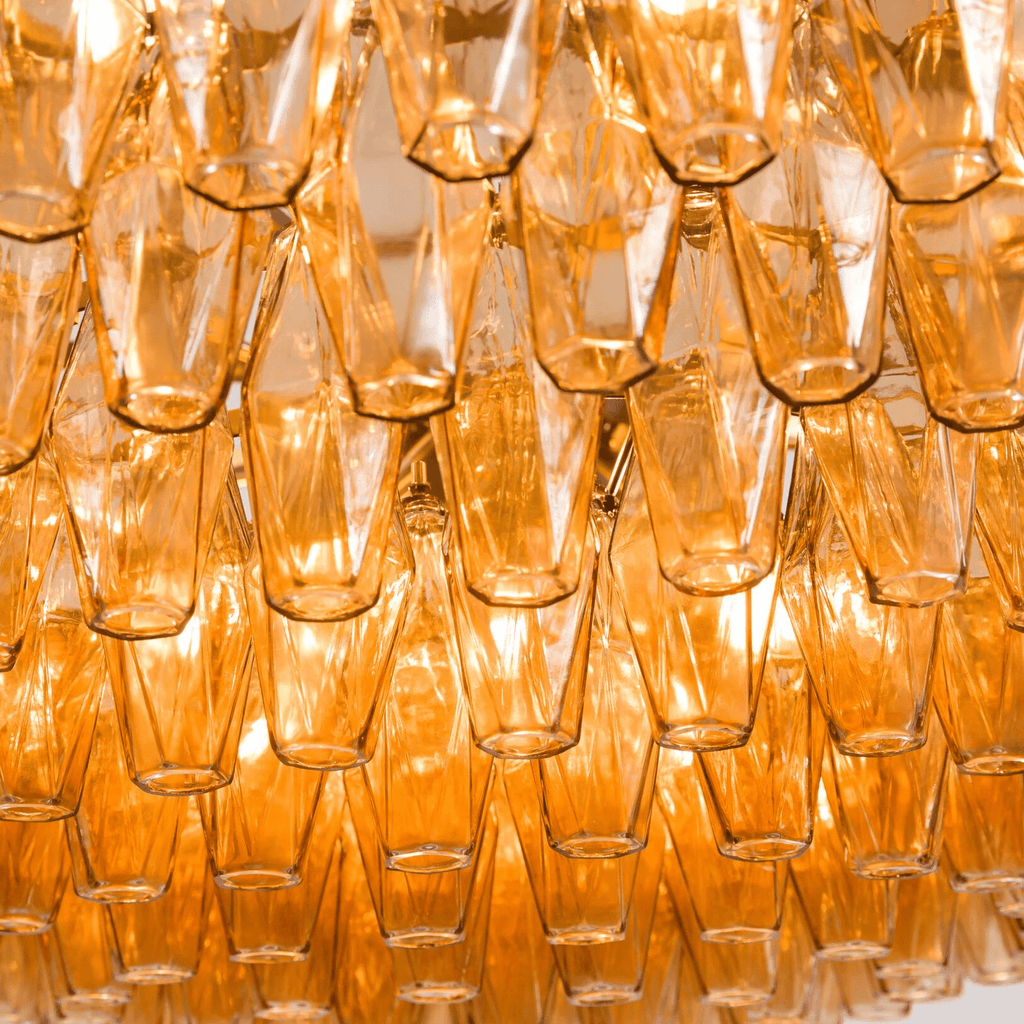 Aurora Chandelier Tiered Amber Glass Vintage