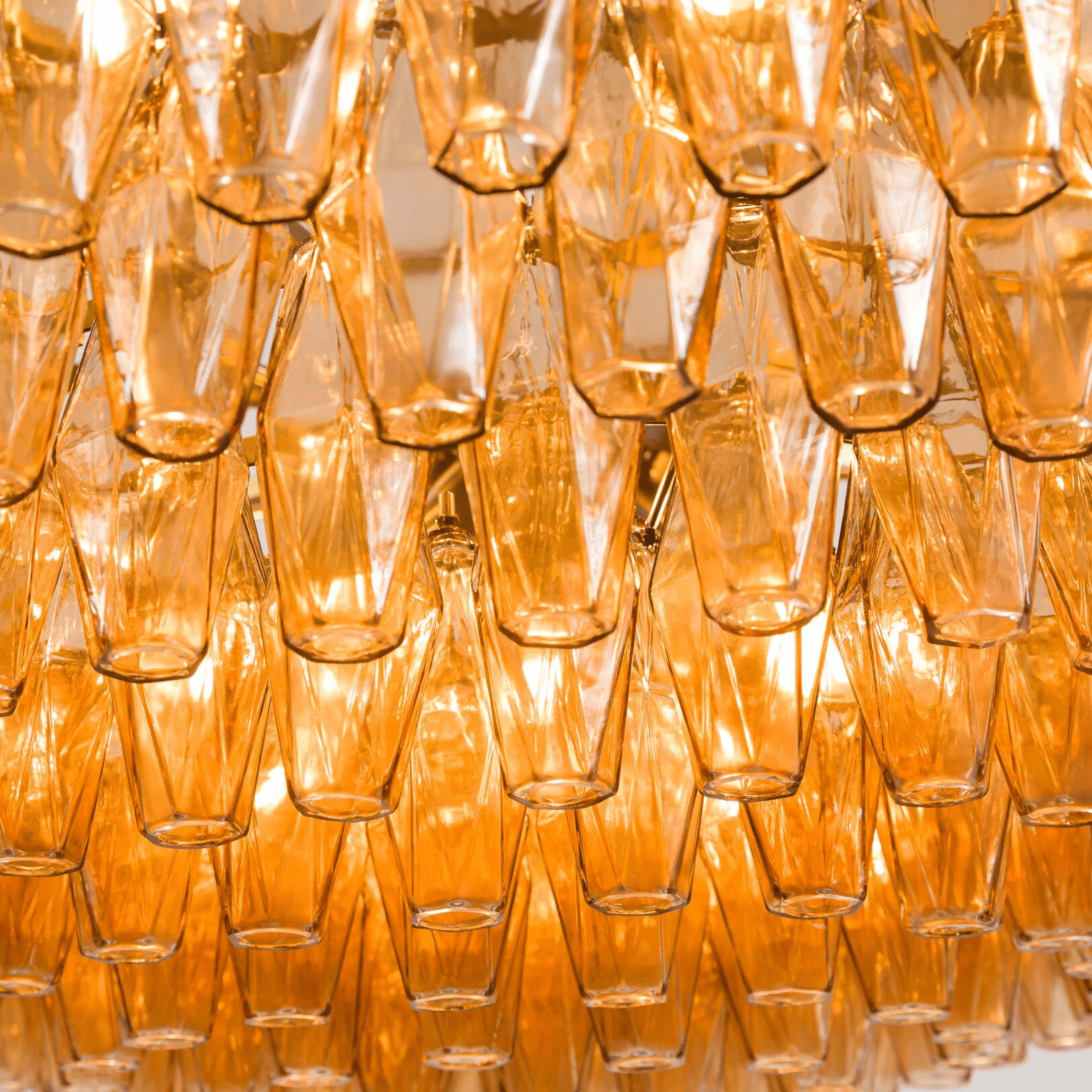 Aurora Chandelier Tiered Amber Glass Vintage