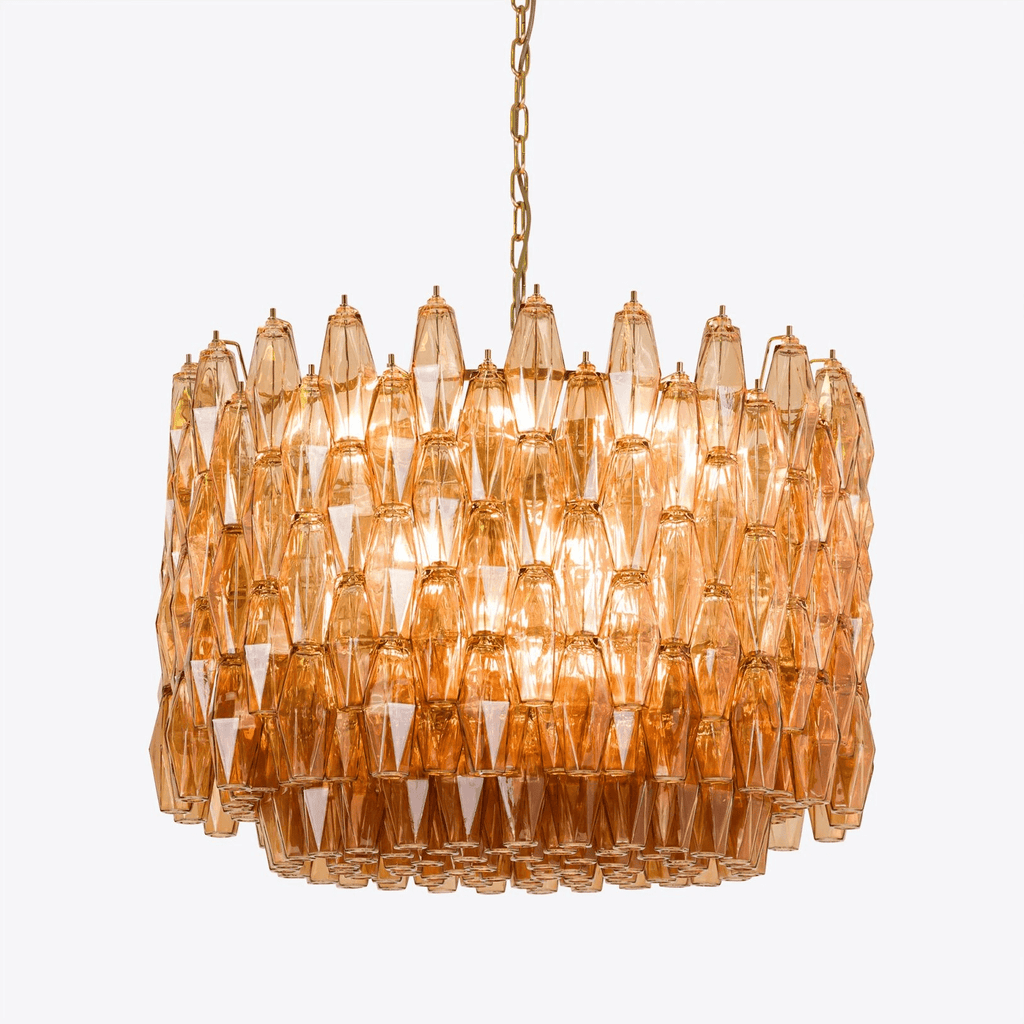 Aurora Chandelier Drum Amber Glass Elegant