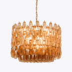 Aurora Chandelier Drum Amber Glass Elegant