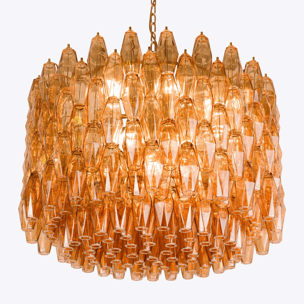 Aurora Chandelier Drum Amber Glass Elegant