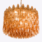Aurora Chandelier Drum Amber Glass Elegant
