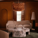 Aurora Chandelier Drum Amber Glass Elegant