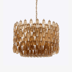 Aurora Chandelier Drum Amber Glass Elegant
