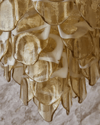 Aurora Chandelier Amber Murano Glass Oval Drops Layered