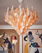 Aurora Chandelier Amber Murano Glass Oval Drops Layered