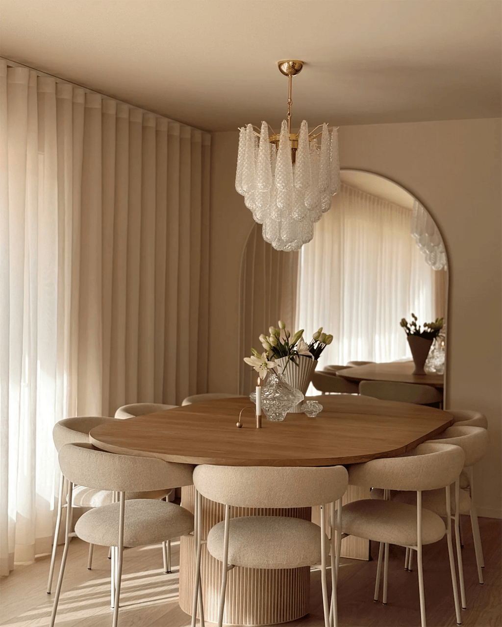 Aurora Chandelier Murano Glass Drops Frosted Teardrop