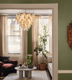Aurora Chandelier White Leaf Glass Layered Modern