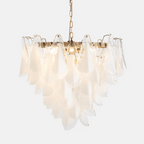 Aurora Chandelier White Leaf Glass Layered Modern