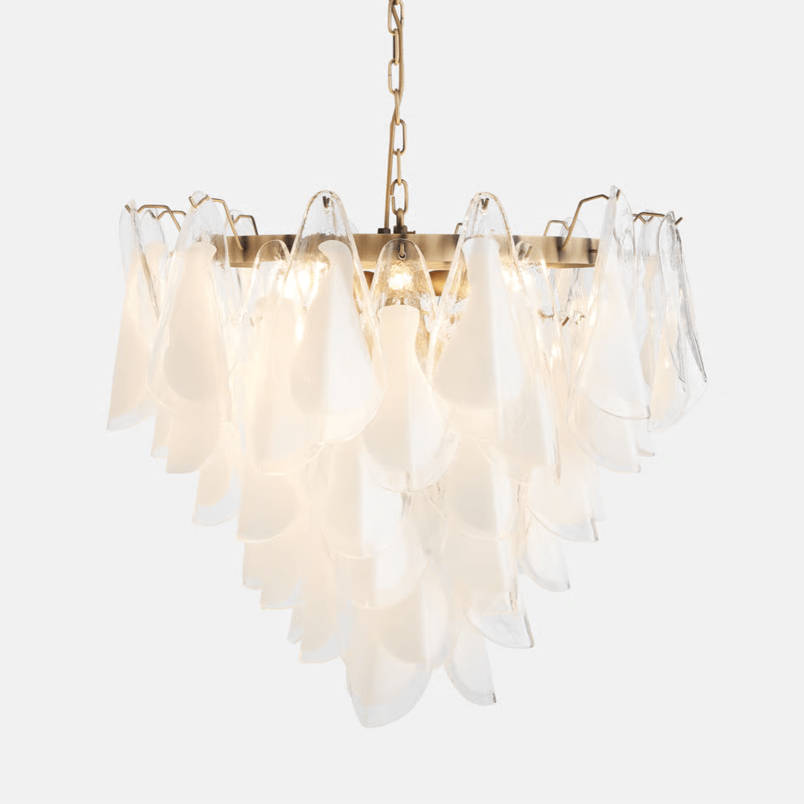 Aurora Chandelier White Leaf Glass Layered Modern