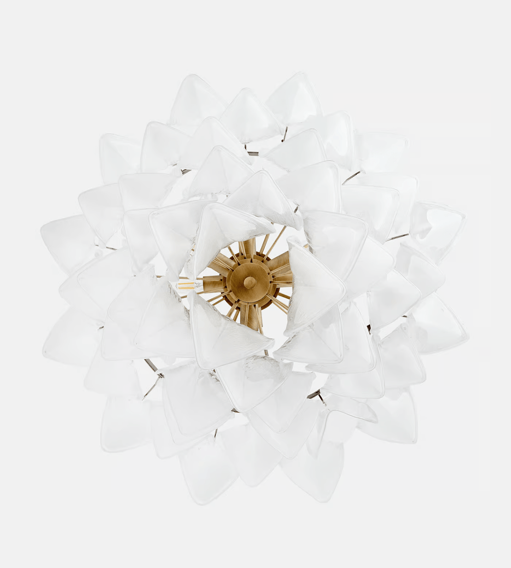 Aurora Chandelier White Leaf Glass Layered Modern