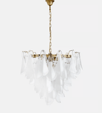 Aurora Chandelier White Leaf Glass Layered Modern