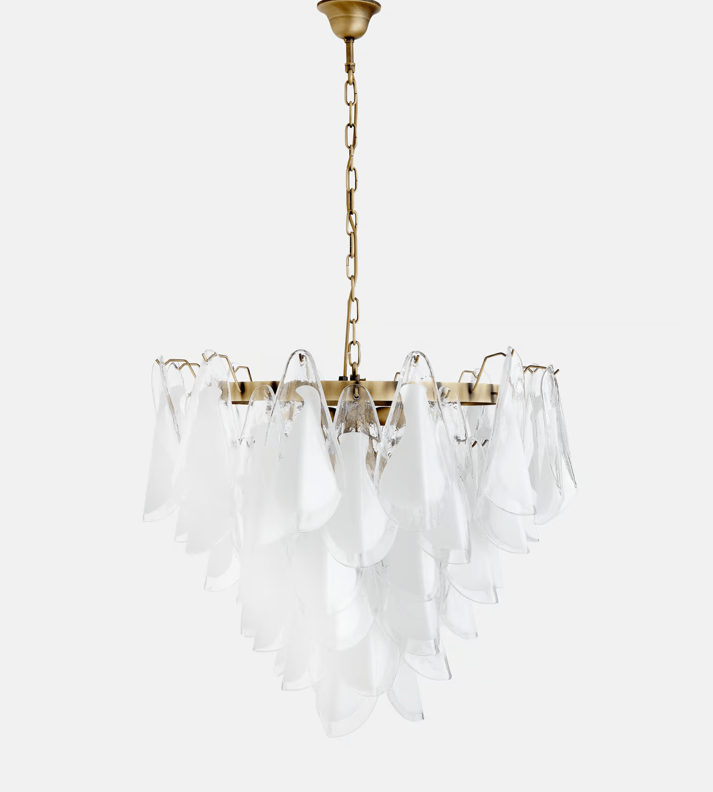 Aurora Chandelier White Leaf Glass Layered Modern