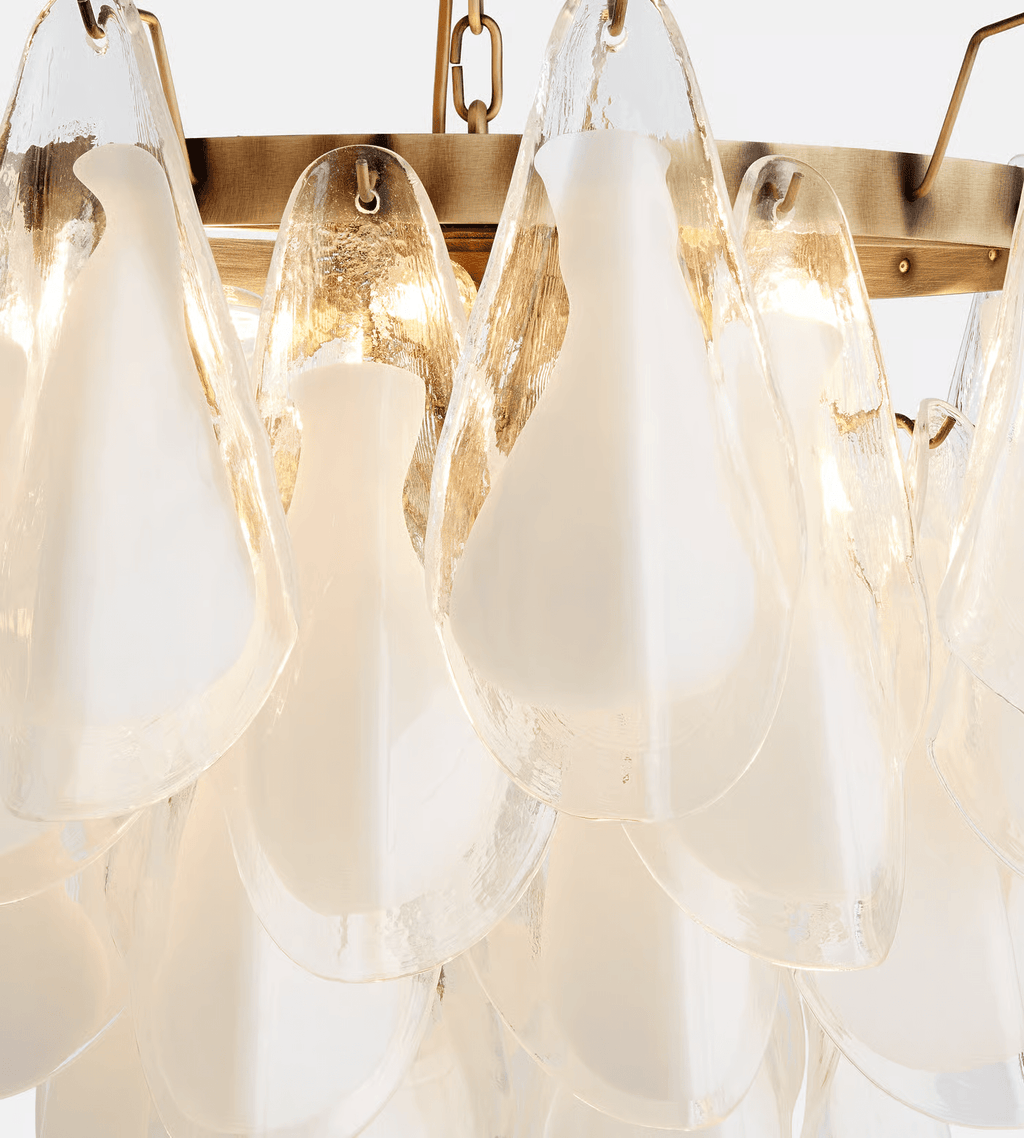Aurora Chandelier White Leaf Glass Layered Modern